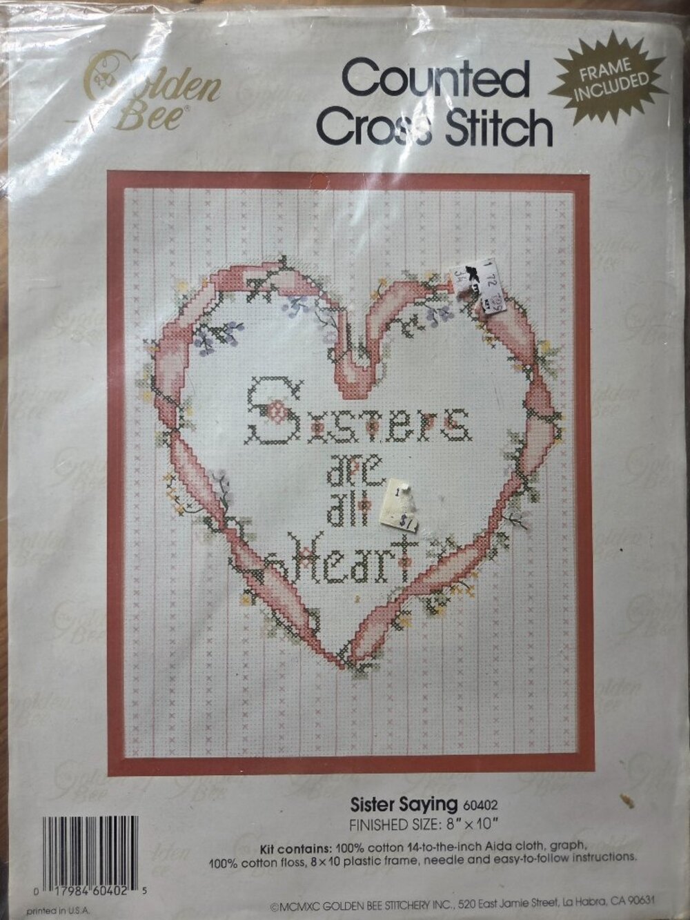 Golden Bee "Sisters Are All Heart" Counted Cross Stitch Kit (#60402)